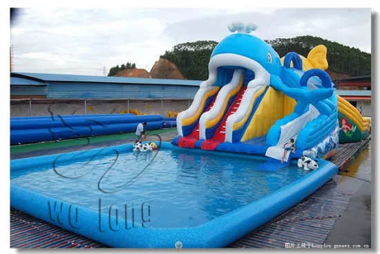 Hot sale outdoor whale theme inflatable water slide with big pool for kids and adults