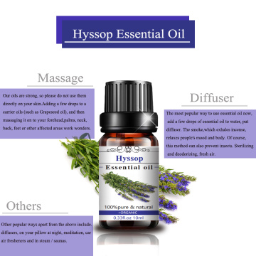 Óleo de Hyssop orgânico natural puro Óleo de massagem da pressão arterial inferior