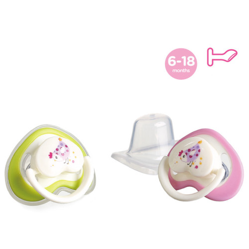 Düz 2 Renkli Kalp Şekli Bebek Silicone Pacifier