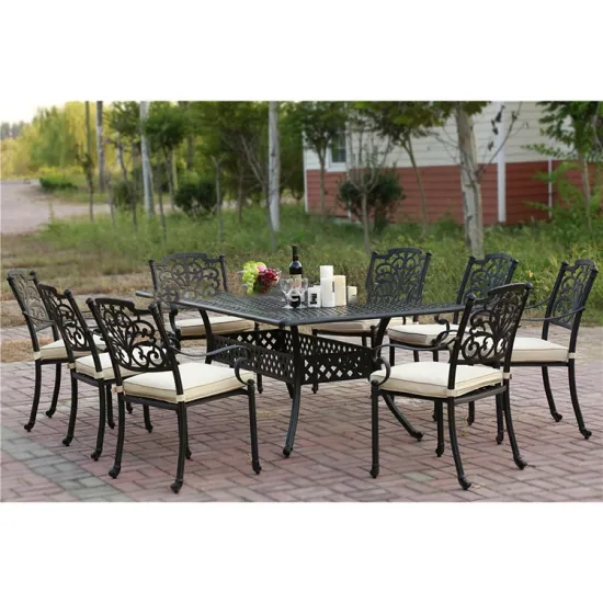 Modern Outdoor Metal Dining Set with Soft Cushions
