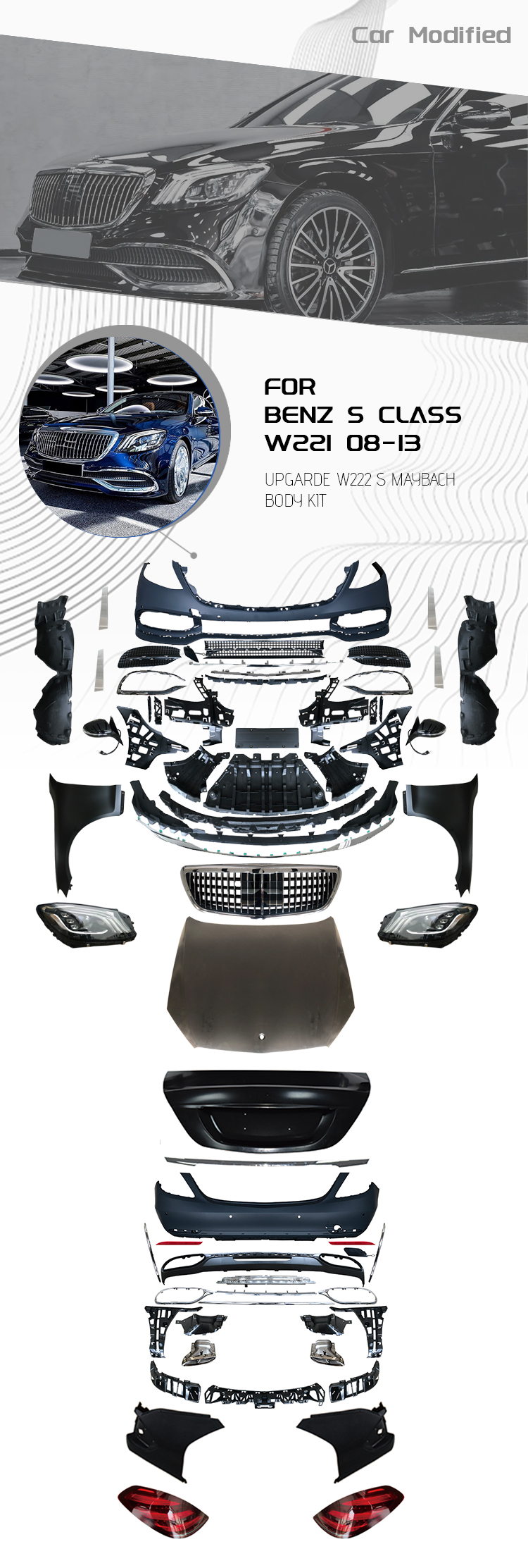 Leishuo Auto Parts Body Kit Conversion Kit For Mercedes Benz S Class ...