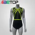 Leotardas de ginástica sem mangas com strass para meninas