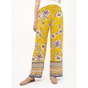 Ladies Floral Yellow Boho Casual Pants