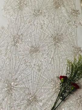 Delicate tube ember soft gauze wedding lace fabric Transparent French sequin lace fabric suitable for wedding bride veil