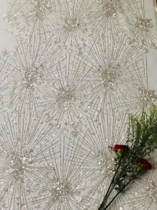 Delicate tube ember soft gauze wedding lace fabric Transparent French sequin lace fabric suitable for wedding bride veil