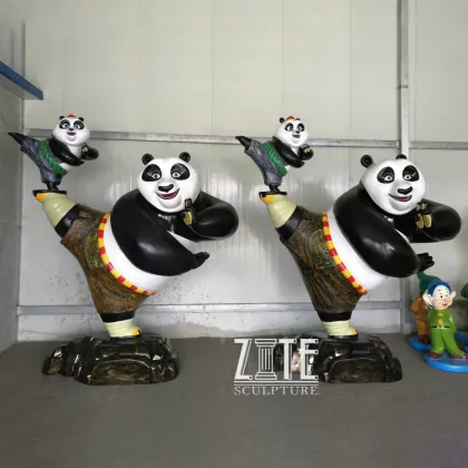 Park garden movie character sculpture resin kung fu panda master shifu raccoon statue