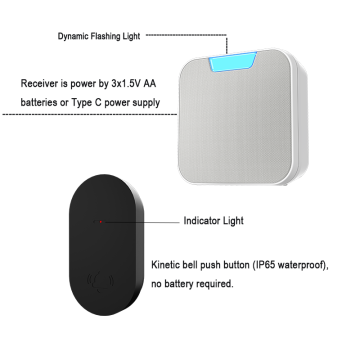 带明亮闪烁 LED 灯的现代无线门铃