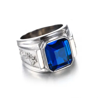 Black Agate Single Stone Gold silver Ring