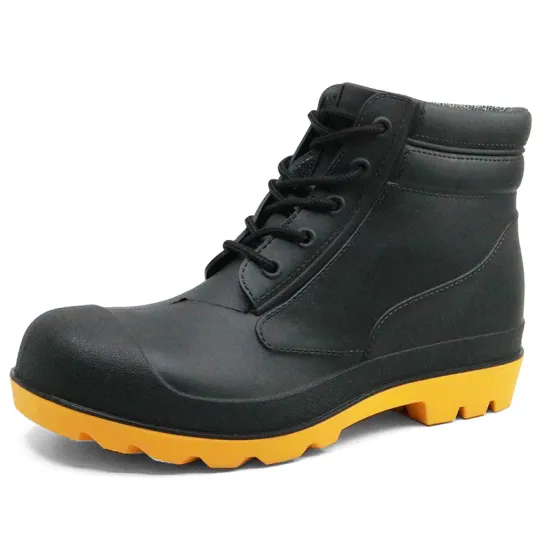 Black steel toe ankle pvc safety rain boots
