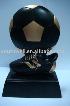 Polyresin trophy awards 2D sculpture in black finishes (football)