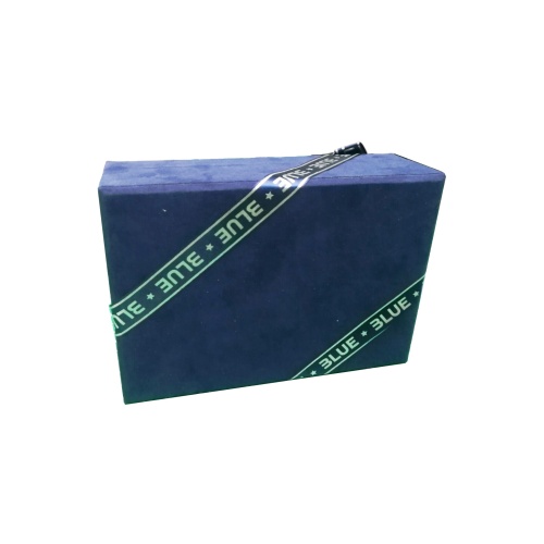 High quality blue Velvet cloth paper gift box