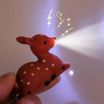 Deer LED flashlight keychain with sound