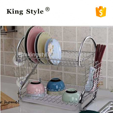 2015 New Style Two- Layer Dish Rack / Dish Drainer / kitchen Dish Rack / Kitchen Ware With PP Plastic Tray (2 Shape)