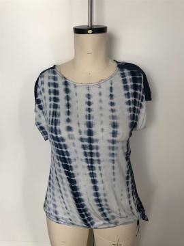 Lace stitching with gradient short sleeve