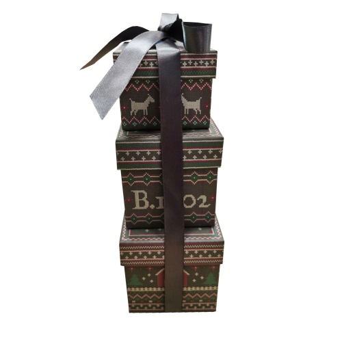 Luxury 3 set packaging gift boxes with ribbon