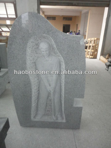 Grey Granite G633 Man Sculplture Headstone