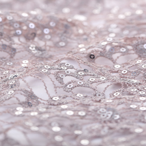 Dirty Pink Sequin Mesh Embroidery Fabric