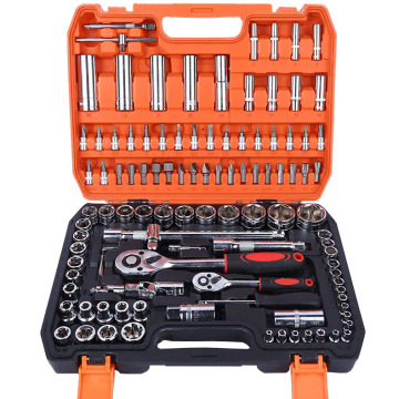 Kit Alat Pembaikan Auto dan Basikal Profesional 108-Piece: Set Komprehensif termasuk Spanners, Soket, Perengkuh, Bit Pemutar Skru CR-V