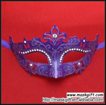 Wholesale High Quality Solid Purple Masquerade Mask With Ringstones