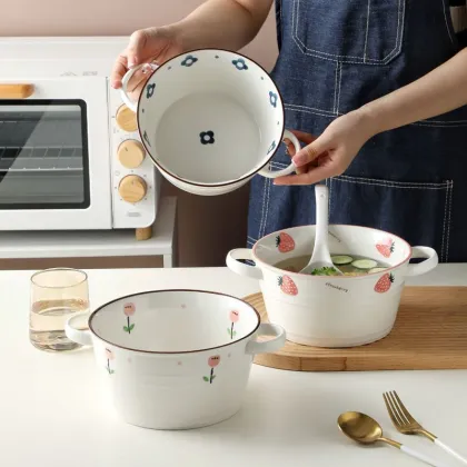 Modern Simple Style Large Capacity Ceramic Soup Bowl - Creative Cute Tableware