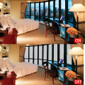 Tonalidade de janela de filme inteligente para casas de banho de hotel
