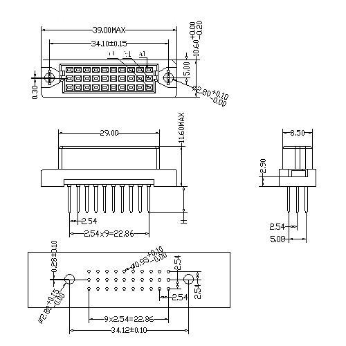 DFS-XX-XXX-318 DIN 41612 Vertical Female Type 0.33C Connectors 30 Positions DFS-XX-XXX-318 DIN 41612 Vertical Female Type 0.33C Connectors 30 Positions