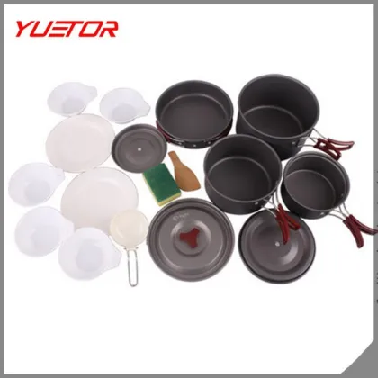 Camping Hiking Aluminium Nonstick Cookware Sets YUETOR Brand