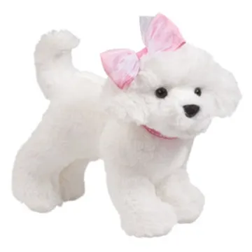 White Plush Dog Toy With Bowknot Plush Stuffed Toy