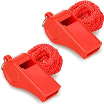 Super Loud Red Emergency Whistle with Lanyard for Self-Defense and Lifeguard Use