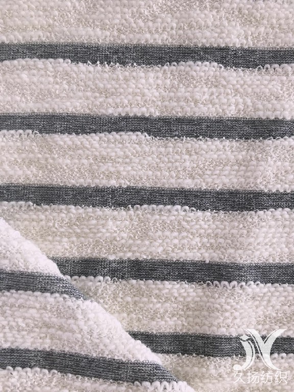 أبيض Slub Stripe French Terry Knit