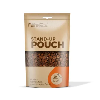 Custom Printed Clear Window Zipper Craft Bag - Kraft Paper Packaging Bag White Brown Food Coffee Grade