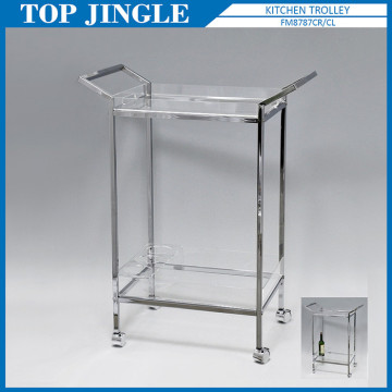 2 Tier Kitchen Wine Rack Chrome Frame Trolley Cart