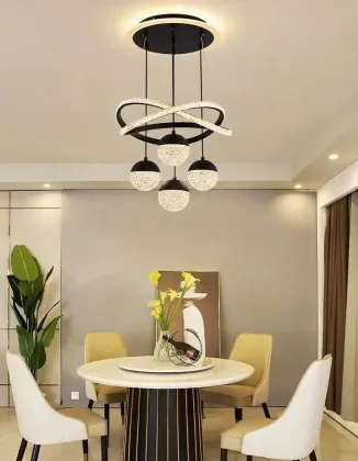 Nordic Light Luxury Post-Modern Bedroom Hotel Design with Black Chandeliers