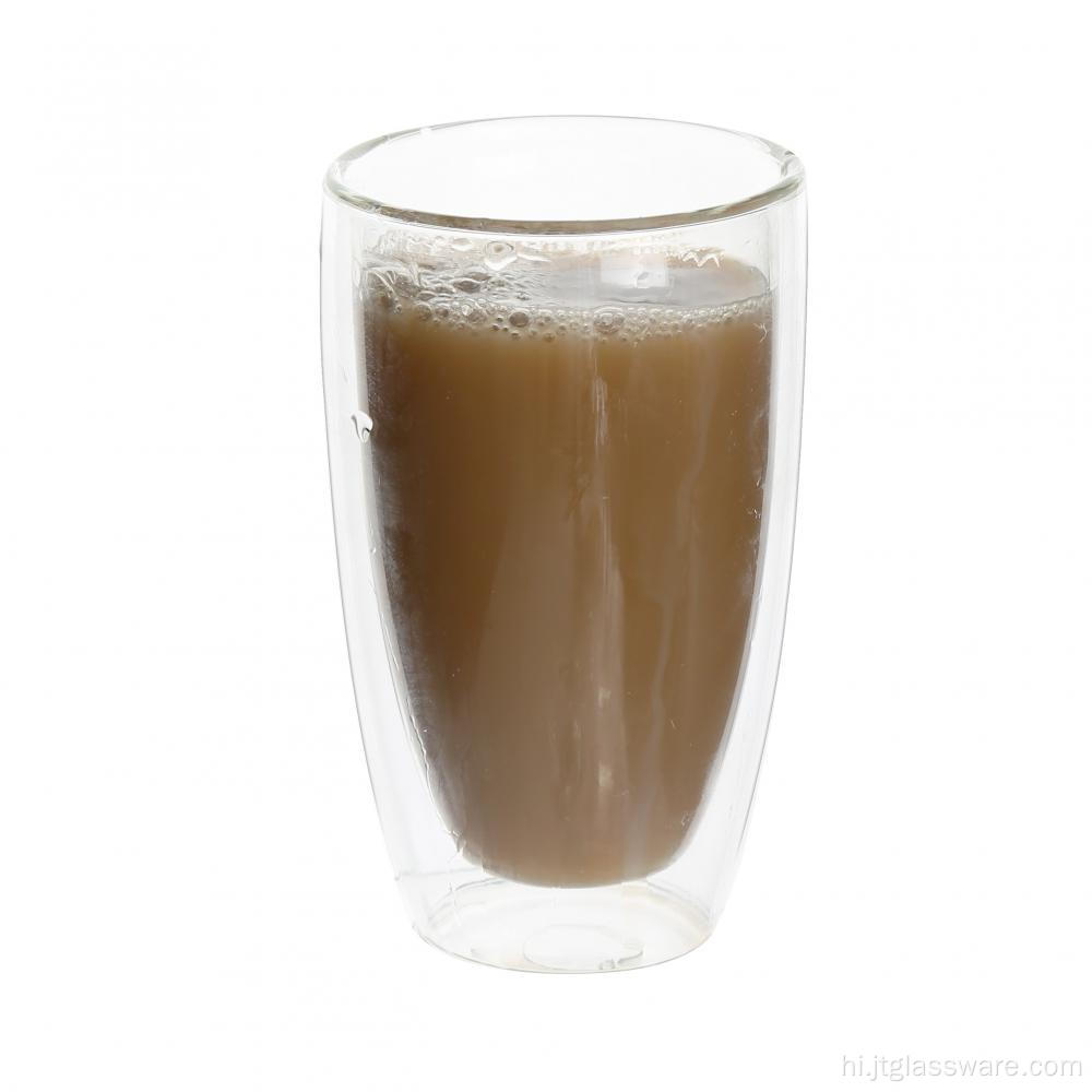450 मिली डबल वॉल ग्लास कॉफी कप मिल्क मग