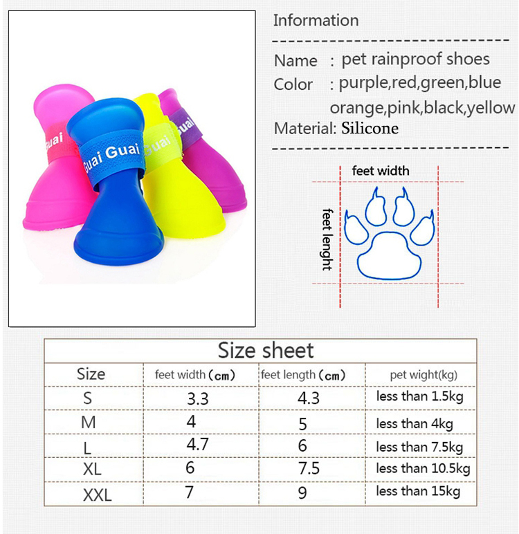 Pet Waterproof Shoes Outdoor Silicone Rain Dog Shoes