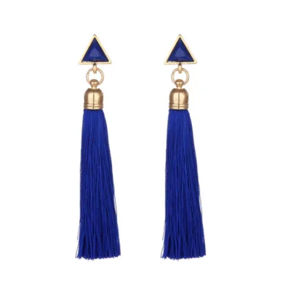 Blue Long Fringe Earrings