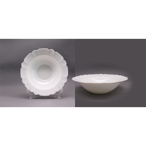 Flower Shape Elegant White Opal Glass Dinner Plate
