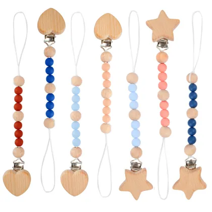 Baby Silicone Pacifier Chain - Pentagram Beech Pacifier Clip Love Heart