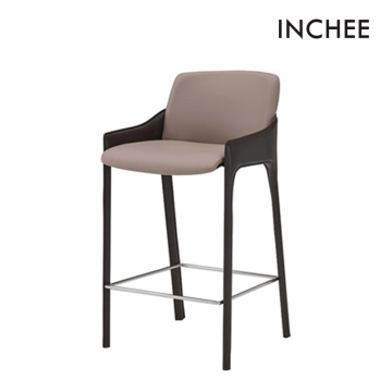 Armrest Modern Counter Bar Chairs With Metal Legs