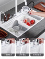 Samto White Kitchen Sink with Glass Rinser, Smart Multifunction, Modern Black Finish, Stainless Steel Construction and Waterfall