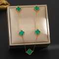 Collar colgante de trébol de rayas verdes de lujo