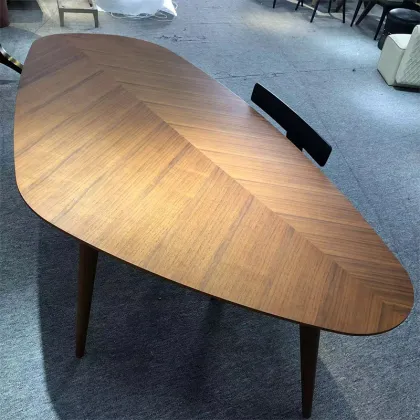 New Arrival Luxury Mushroom-Shaped Walnut Veneer Dining Table Set