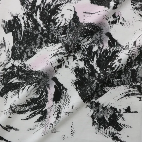 Chinese Style Mixed Fabric POLY65%/COTTON35% Printed Landscape Painting Pattern Single Jersey Fabric For T-shirt/Blouse