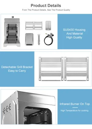 Steakhouse Quality Indoor Stainless Steel Electric Infrared With Foldable Dustproof Panel Steak Grill