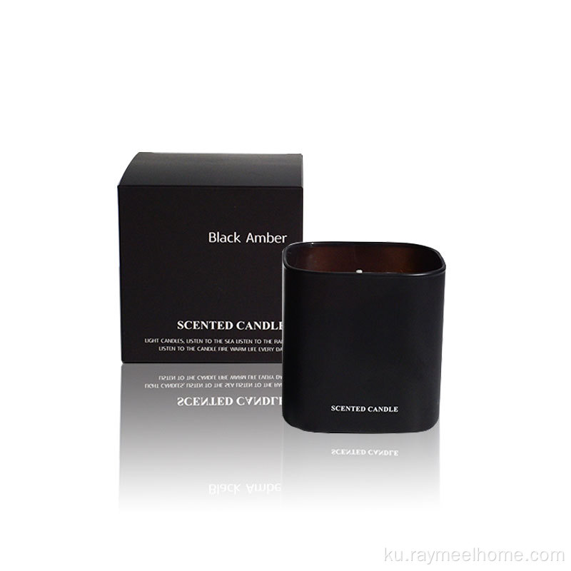 9.8oz Premium Soy Wax Black Amber Candle Scented