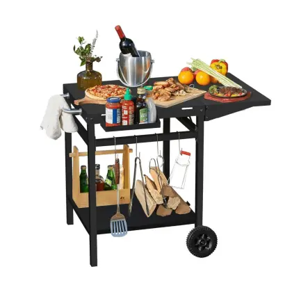 Multifunctional Grilling Table Outdoor Dining Cart Trolley