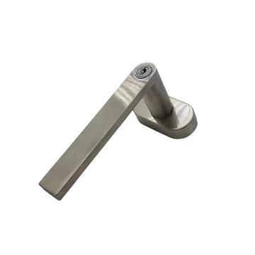 SUS304 window handle with lock,cylinder in the center of handle neck,satin finish,with keys and spindle and screws.