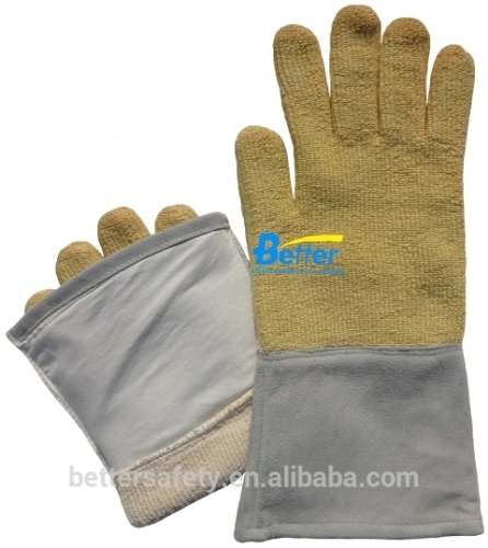 leather cuff 350 degree Aramid heat resistant gloves Goods from China