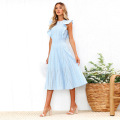 Womens Dresses Elegant Ruffle Cap Sleeves Dress