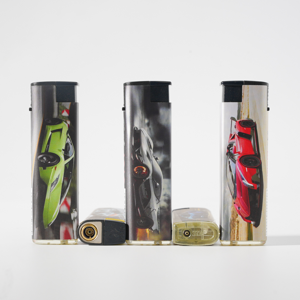 Jet Flame Car Pattern Piezo Lighter With Wrapper